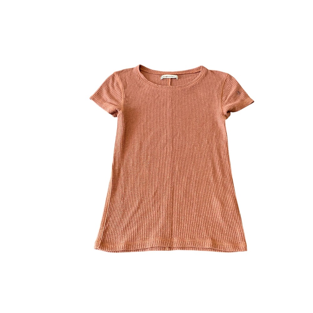 Abercrombie & Fitch Womens Ribbed Short Sleeve Top Rust Orange Size S